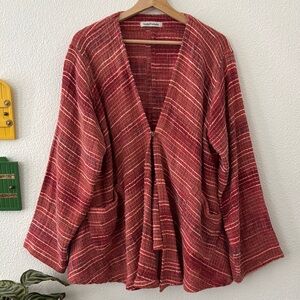 Yasuko Kurisaka Womens Textured Knit Button Kimono Top Lagenlook Boho One Size